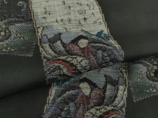 平和屋着物●本場大島紬 9マルキ 地空 百人一首 カルタ 正絹 逸品 未使用 DABF7193ps