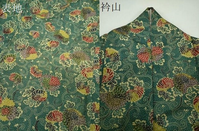 平和屋着物●上質な小紋 型染 菊唐草 正絹 逸品 DABF7195ps