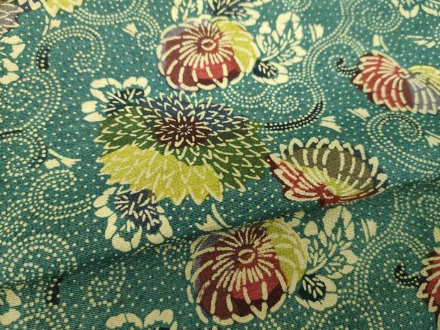 平和屋着物●上質な小紋 型染 菊唐草 正絹 逸品 DABF7195ps