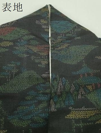 平和屋着物●結城紬 100亀甲 風景文 正絹 逸品 DABF7196ps