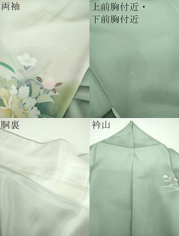 平和屋着物●訪問着 友禅 枝花文 南天文 暈し染め ますいわ屋扱い 正絹 逸品 DABF7204ps