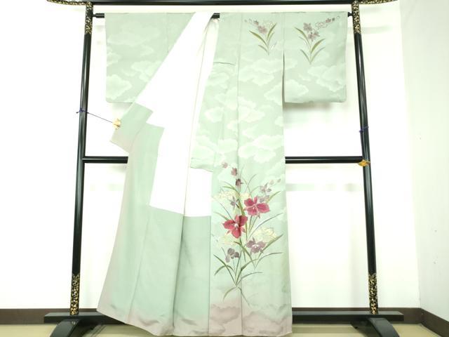 平和屋着物●セミアンティーク 大正ロマン 訪問着 総刺繍 雲取り花文 金銀糸 正絹 逸品 DABF7212ps