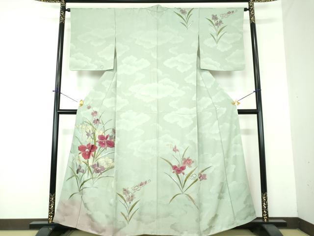 平和屋着物●セミアンティーク 大正ロマン 訪問着 総刺繍 雲取り花文 金銀糸 正絹 逸品 DABF7212ps