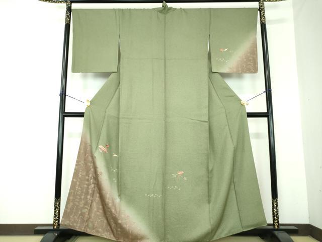 平和屋着物●訪問着 刺繍 松竹梅 扇花文 暈し染め 金彩 正絹 逸品 DABF7216ps