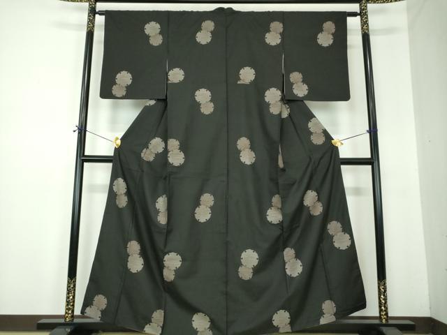 平和屋着物●本場大島紬 9マルキ 地空 雪輪重ね 正絹 逸品 DABF7218ps