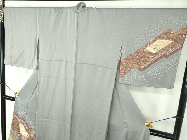 平和屋着物●訪問着 刺繍 絞り 松皮菱花文 金彩 正絹 逸品 DABF7228ps