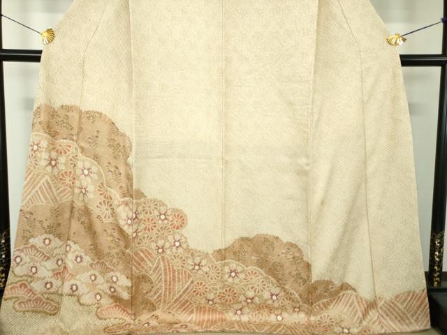 平和屋着物●訪問着 総絞り 雲取り花文 金彩 ロング丈 正絹 逸品 DABF7233ps