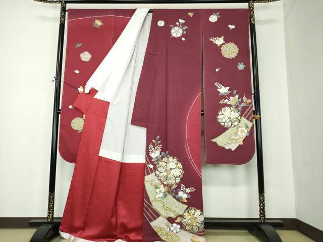 平和屋着物●豪華振袖 駒刺繍 舞花文 暈し染め 金銀彩 正絹 逸品 未使用 DABF7238ps