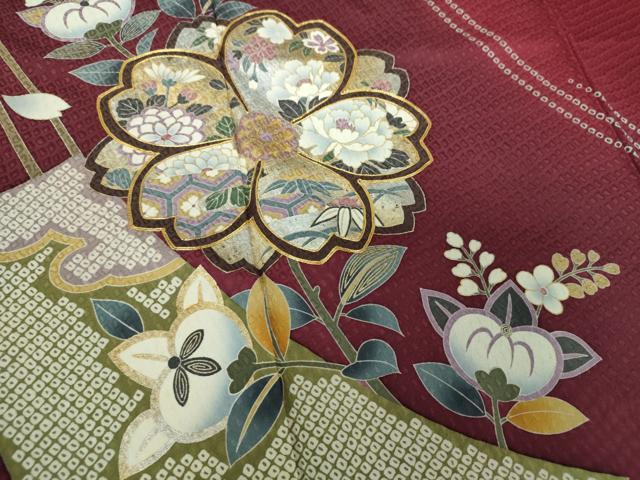 平和屋着物●豪華振袖 駒刺繍 舞花文 暈し染め 金銀彩 正絹 逸品 未使用 DABF7238ps