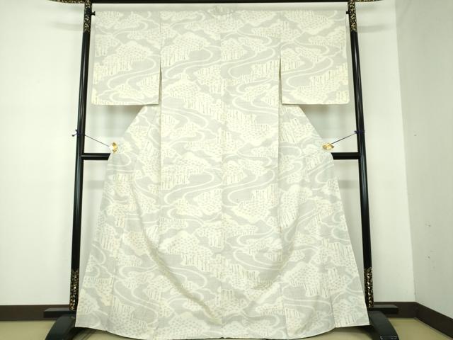 平和屋着物●結城紬 100亀甲 雲取り樹林文 正絹 逸品 DABF7243ps