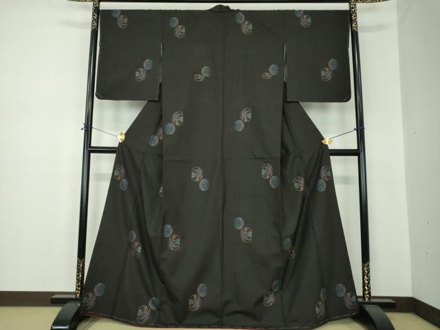 平和屋着物●本場大島紬 9マルキ 地空 笹竹丸文 正絹 逸品 未使用 DABF7245ps