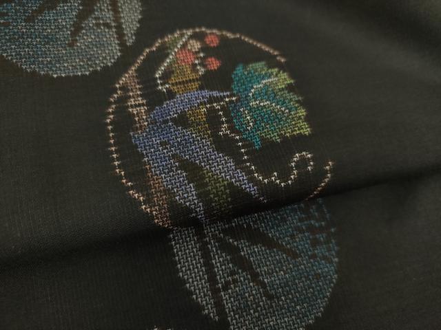 平和屋着物●本場大島紬 9マルキ 地空 笹竹丸文 正絹 逸品 未使用 DABF7245ps