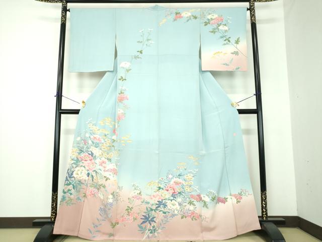 平和屋着物●本加賀友禅作家 前川哲 訪問着 草花文 暈し染め 正絹 逸品 DABF7246ps