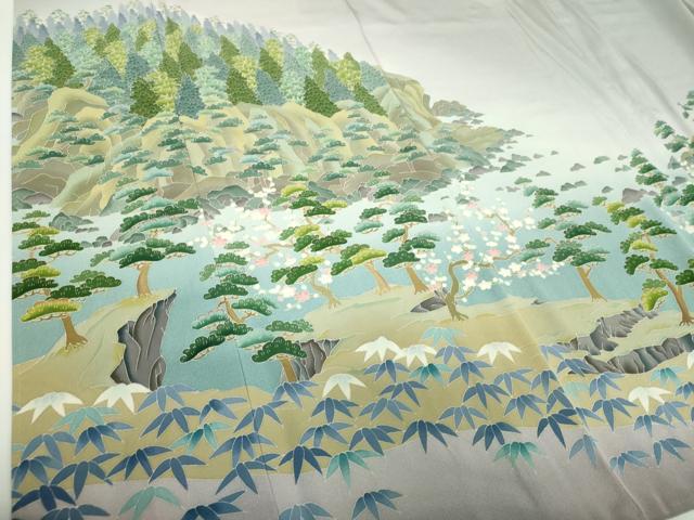 平和屋着物●本加賀友禅作家 堀哲也 色留袖 松竹梅 水辺風景 暈し染め 正絹 逸品 DABF7252ps