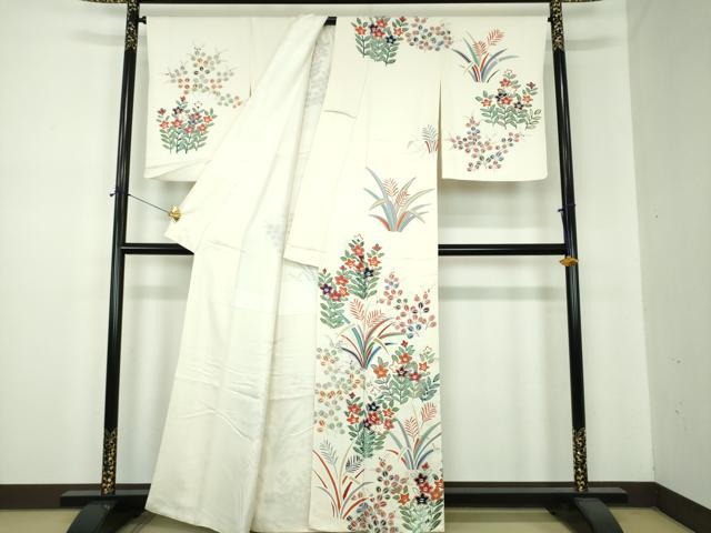 平和屋着物●訪問着 刺繍 草花文 金彩 正絹 逸品 DABF7261ps
