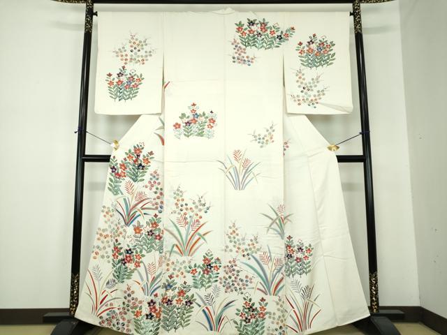 平和屋着物●訪問着 刺繍 草花文 金彩 正絹 逸品 DABF7261ps