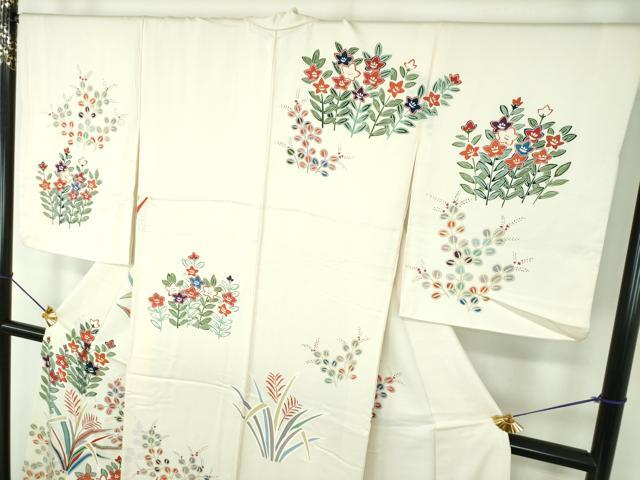 平和屋着物●訪問着 刺繍 草花文 金彩 正絹 逸品 DABF7261ps
