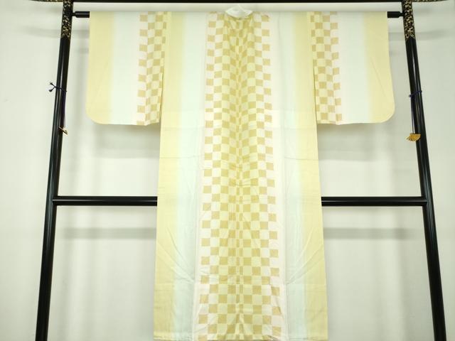 平和屋着物●上質な長襦袢 単衣 鹿の子市松文様 暈し染め 正絹 逸品 DABF7269ps