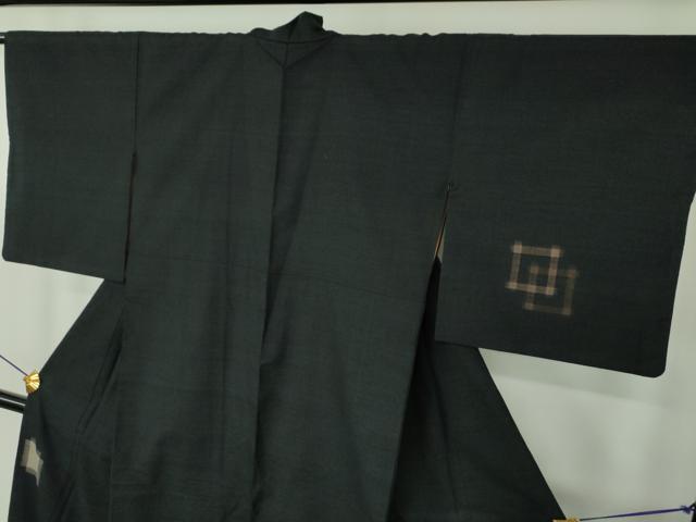 平和屋着物●訪問着 紬地 吉祥文 黒地 正絹 逸品 DABF7278ps