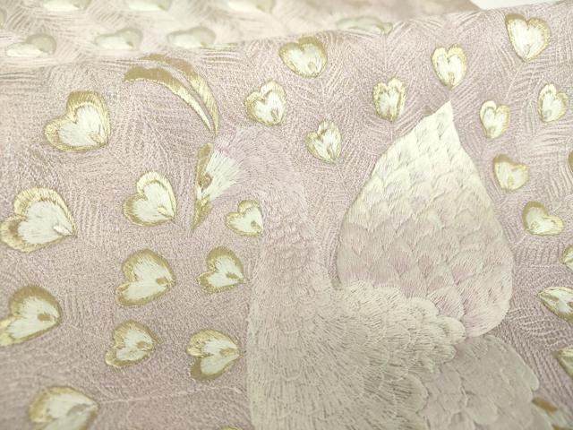 平和屋着物▼太鼓柄袋帯 総刺繍 孔雀文 金銀糸 引箔 正絹 逸品 DABF7291ps