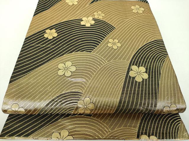 平和屋着物▼佐賀錦 両面 六通柄袋帯 片輪車舞蝶花文 金銀糸 正絹 逸品 DABF7312ps