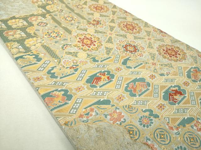 平和屋着物▼六通柄袋帯 華文更紗 金銀糸 正絹 逸品 DABF7344ps