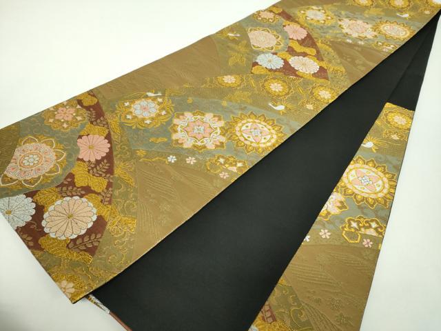 平和屋着物▼六通柄袋帯 唐織 正倉院花鳥文 金銀糸 正絹 逸品 DABF7350ps