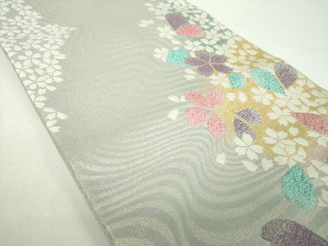 平和屋着物▼六通柄袋帯 流水桜 金銀糸 鈴乃屋扱い 正絹 逸品 DABF7424ps