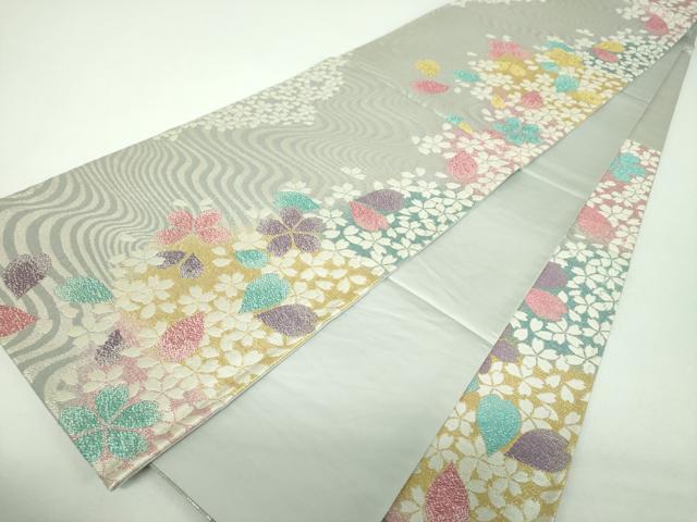平和屋着物▼六通柄袋帯 流水桜 金銀糸 鈴乃屋扱い 正絹 逸品 DABF7424ps
