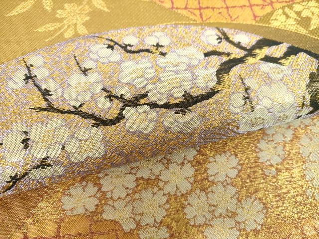 平和屋着物▼六通柄袋帯 地紙吉祥花文 金糸 正絹 逸品 DABF7425ps