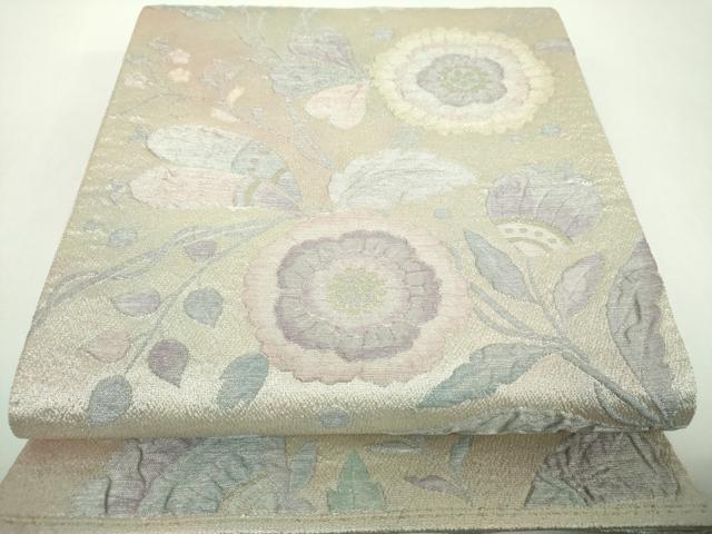 平和屋着物▼六通柄袋帯 ふくれ織 更紗花文 金銀糸 正絹 逸品 DABF7442ps