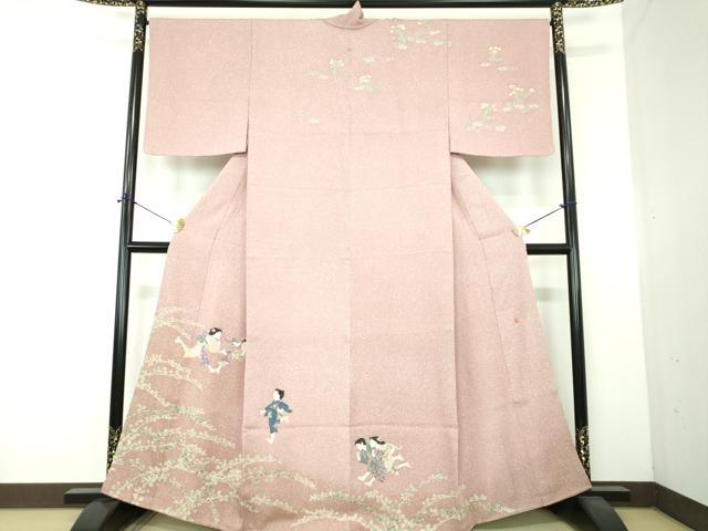 平和屋着物●十日町友禅作家 関口遼一 訪問着 総杢目絞り 童子遊び 暈し染め 正絹 逸品 DABF7487ps