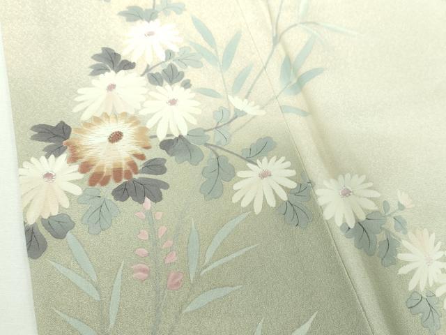 平和屋着物●中国三大刺繍 相良刺繍 訪問着 手描き 菊文 暈し染め 正絹 逸品 DABF7490ps