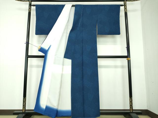 平和屋着物●江戸小紋 藍 切嵌吉祥小紋柄 正絹 逸品 未使用 DABF7492ps