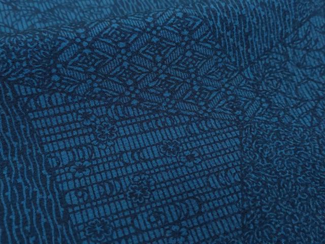 平和屋着物●江戸小紋 藍 切嵌吉祥小紋柄 正絹 逸品 未使用 DABF7492ps