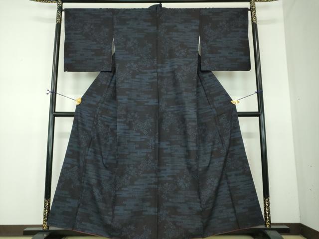 平和屋着物●結城紬 80亀甲 霞花文 正絹 逸品 DABF7495ps
