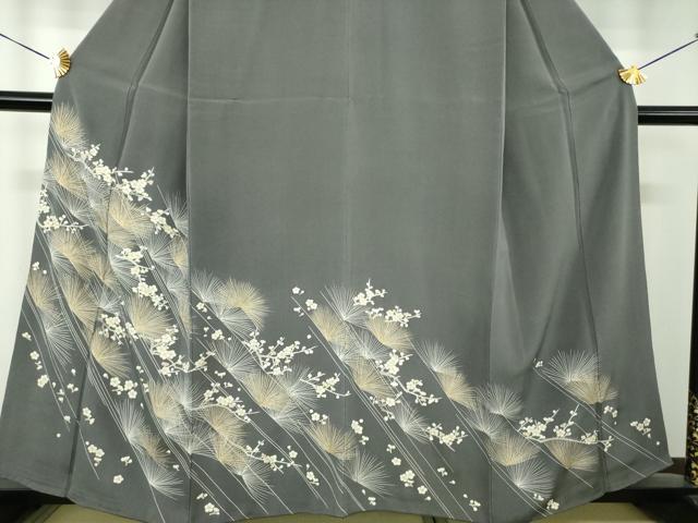 平和屋着物●豪華色留袖 駒刺繍 梅松文 鬼しぼ縮緬 金彩 正絹 逸品 DABF7499ps