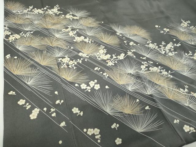 平和屋着物●豪華色留袖 駒刺繍 梅松文 鬼しぼ縮緬 金彩 正絹 逸品 DABF7499ps