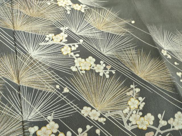 平和屋着物●豪華色留袖 駒刺繍 梅松文 鬼しぼ縮緬 金彩 正絹 逸品 DABF7499ps