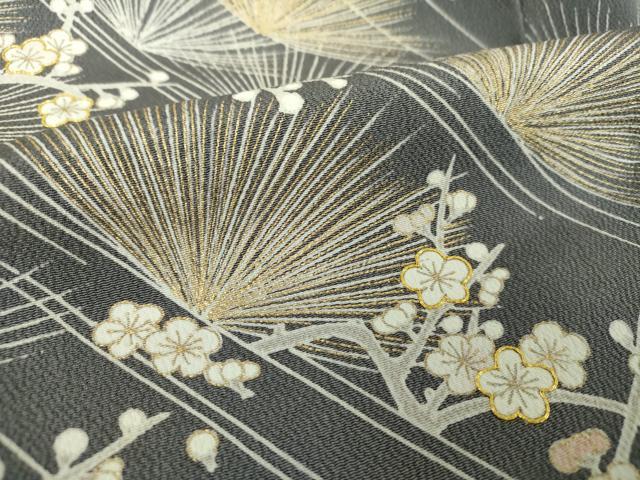 平和屋着物●豪華色留袖 駒刺繍 梅松文 鬼しぼ縮緬 金彩 正絹 逸品 DABF7499ps
