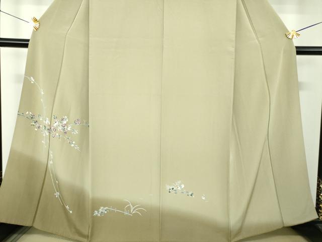 平和屋着物●訪問着 友禅 花鳥文 暈し染め 反端付き 正絹 逸品 DABF7509ps