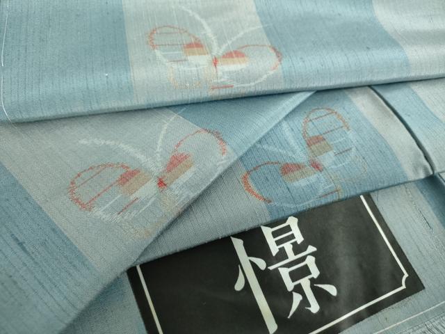 平和屋着物●上質な紬 憬 市松舞蝶文 反端付き 正絹 逸品 未使用 DABF7519ps