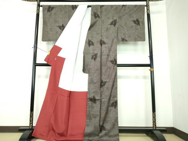 平和屋着物●本場大島紬 9マルキ 舞蝶文 小田急百貨店扱い 反端付き 正絹 逸品 未使用 DABF7523ps