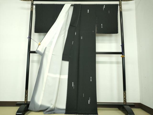平和屋着物●訪問着 総刺繍 菱繋ぎ 黒地 金糸 正絹 逸品 未使用 DABF7529ps