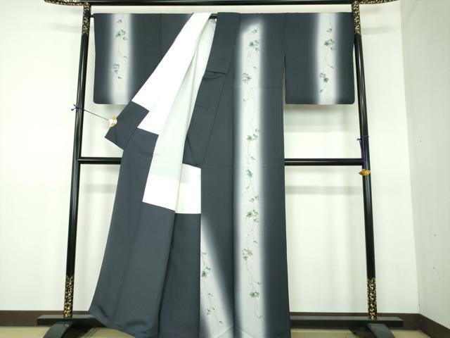 平和屋着物●訪問着 手描き 葡萄蔦の葉文 暈し染め 正絹 逸品 DABF7530ps