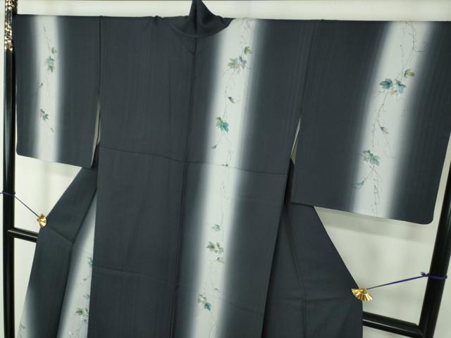 平和屋着物●訪問着 手描き 葡萄蔦の葉文 暈し染め 正絹 逸品 DABF7530ps