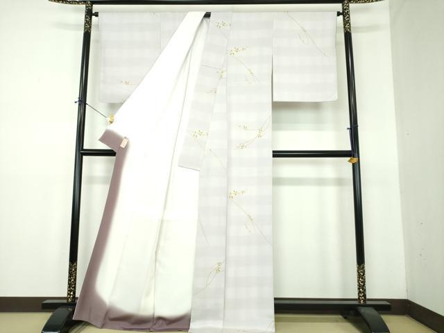 平和屋着物●上質な小紋 紬地 枝花文 正絹 逸品 DABF7532ps