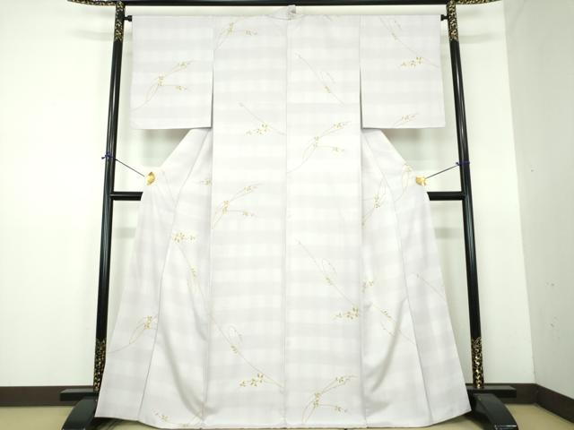 平和屋着物●上質な小紋 紬地 枝花文 正絹 逸品 DABF7532ps
