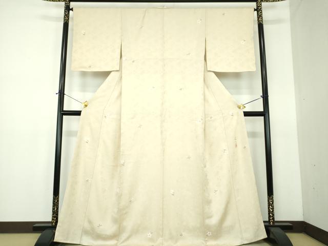 平和屋着物●清次郎 小紋 手描き 草花文 正絹 逸品 DABF7534ps