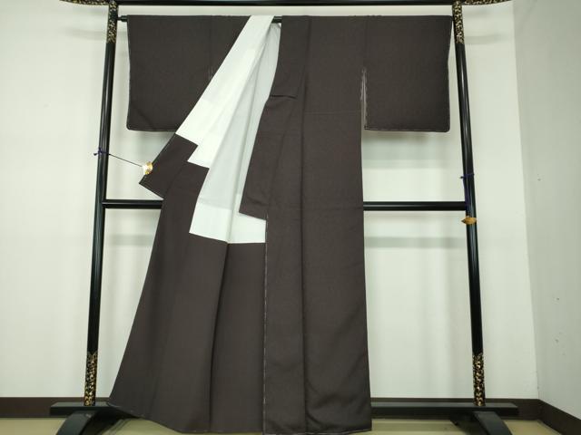 平和屋着物●上質な色無地 作家物 花唐草地紋 檳榔子染色 正絹 逸品 未使用 DABF7535ps